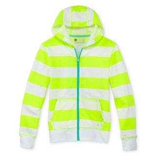 Xersion Striped French Terry Hoodie   Girls 6 16 and Plus, Yellow, Girls