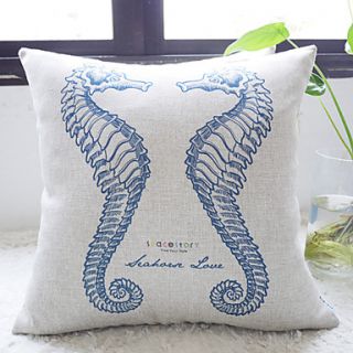 Elegant Blue Sea Horses In Love Decorative Pillow Cover