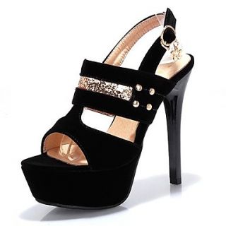Suede Womens Stiletto Heel Platform Sandals Shoes with Sparkling Glitter(More Colors)
