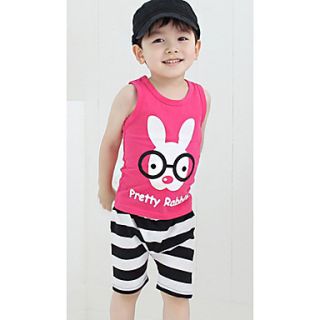 Boys Pertty Rabbit Print Stripes Casual Clothing Sets