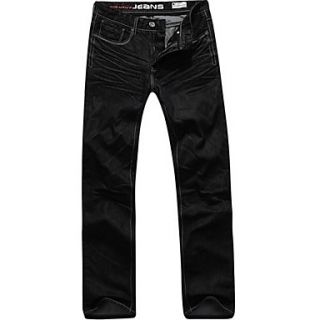 Mens Fashion Wash Ruffle Straight Jeans