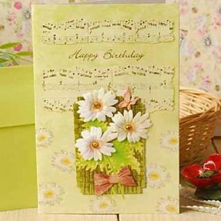 Green Side Fold Greeting Card with Flower and Rhinestone for Mothers Day