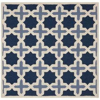 Safavieh Handmade Moroccan Cambridge Geometric Light Blue/ Ivory Wool Rug (4 Square)