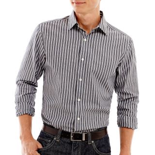 CLAIBORNE Slim Fit Button Down Shirt, Navy Stripe, Mens