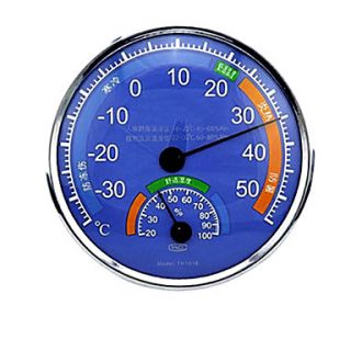 Hygrothermograph Thermometer Hygrometer Pointer Display Metal Frame Blue