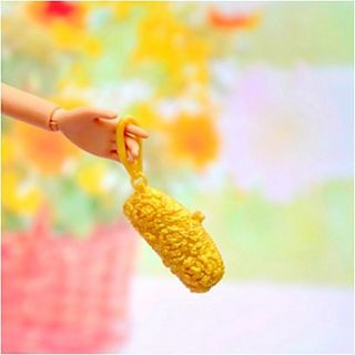 Barbie Doll Cute Caterpillar Shaped Yellow PVC Handbag