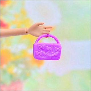 Barbie Doll Bow Print Purple PVC Handbag