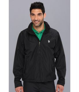 U.S. Polo Assn Fleece Lined Golf Jacket with PU Piping Mens Jacket (Black)