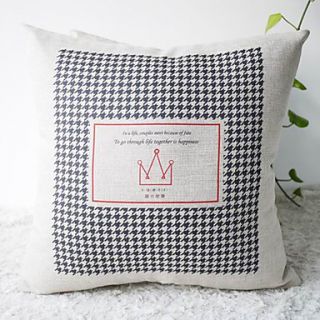 Classic Black and White Houndstooth with Crown Decorative Pillow Cover