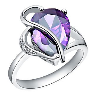 Elegant Sliver With Cubic Zirconia Tear Womens Ring(Purple,Red)(1 Pc)