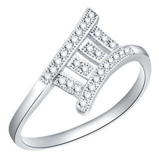 Vintage Style Sliver Clear With Cubic Zirconia Irregular Womens Ring(1 Pc)
