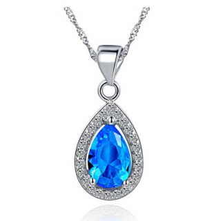 Hot Sale Graceful Round Shape Slivery Alloy Necklace With Rhinestone(1 Pc)(Red,Blue,Purple)