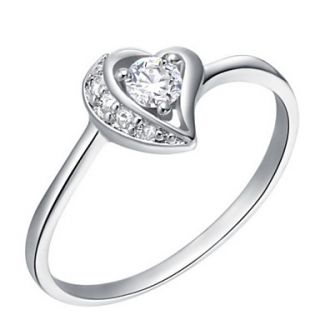 Fashionable Sliver With Cubic Zirconia Heart Womens Ring(1 Pc)