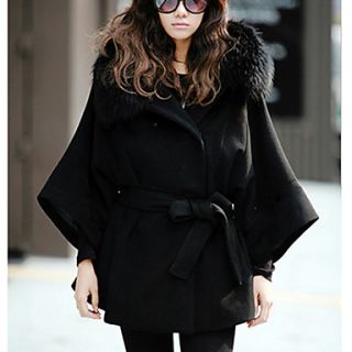 Womens Batwing Cape Poncho Coat with Belt