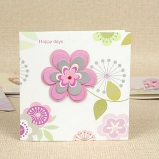 Pink Flower Design Square Side Fold Greeting Card for Mothers Day