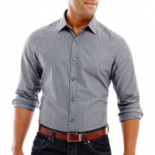 CLAIBORNE Slim Fit Button Down Shirt, Thin Navy Stripe, Mens