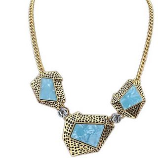 European Style Irregular Geometry Patch Plated Alloy Resin Chain Statement Necklace (More Color) (1 pc)