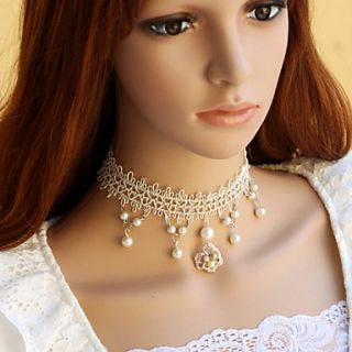 Handmade Elegant Girl White Lace Pearl Sweet Lolita Necklace