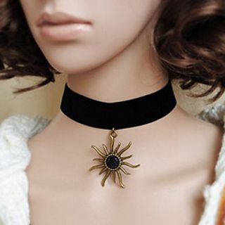 Handmade Apollo Style Black Gemstone Gothic Lolita Necklace