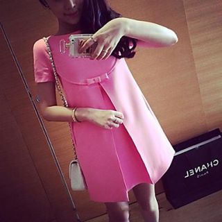 Womens Spring Temperament Candy Colors Bow Decoration Dress
