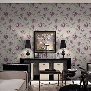 Contemporary Floral PVC Coveings Wallpaper