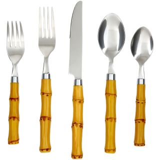 Cambridge Silversmiths Cambridge Bamboo Plastic 20 pc. Flatware Set with Tray