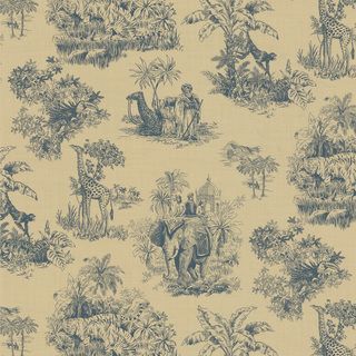 Brewster Blue Safari Toile Wallpaper
