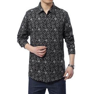 Mens Handsome Printing Long Sleeve Polyester Shirt