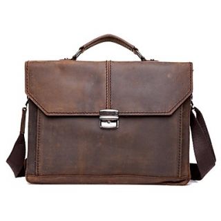 Men vintage brown leather laptop briefcase office messenger bag shoulder bag
