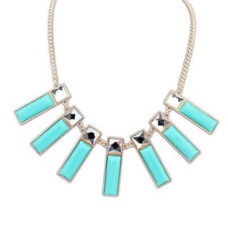 Womens European and America Ruili Squares Resin Alloy Fashion Statement Necklace(More Color) (1 pc)