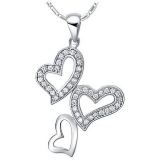 Hot Sale Graceful Heart Shape Slivery Alloy Necklace With Rhinestone(1 Pc)
