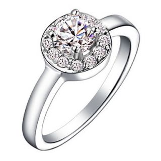 Simple Sliver With Cubic Zirconia Round Womens Ring(1 Pc)