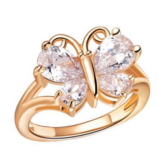 Stylish Sliver Or Gold With Cubic Zirconia Butterfly Womens Ring(1 Pc)