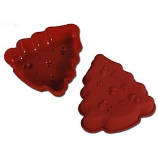 Stars and Mushrooms Decorated Christmas Tree Shape Cake Mould, Silicone Material, Random Color