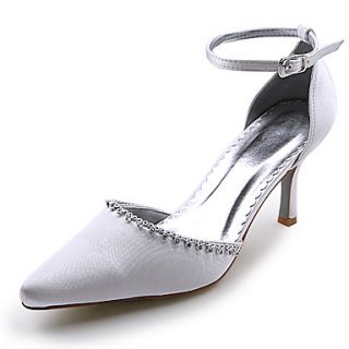 Satin Upper High Heel Closed toes With Rhinestone Wedding Bridal Shoes