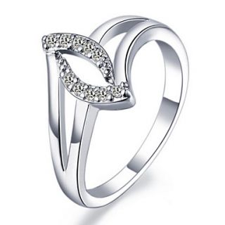 Fashionable Sliver Clear With Cubic Zirconia Oval Womens Ring(1 Pc)