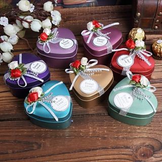 Romantic Heart shaped Favor Tins With Flowers   Set of 12 (More Colors)