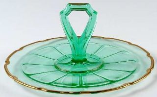 Diamond Glass Company Victory Green Center Handle Tray   Green,Depression Glass,
