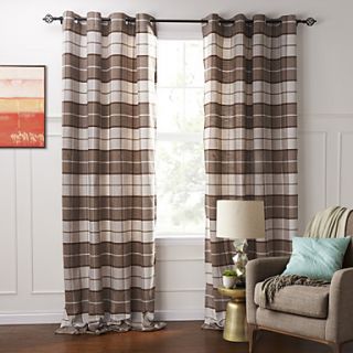 (One Pair) Modern Classic Chocolate And White Plaid Jacquard Eco friendly Curtain