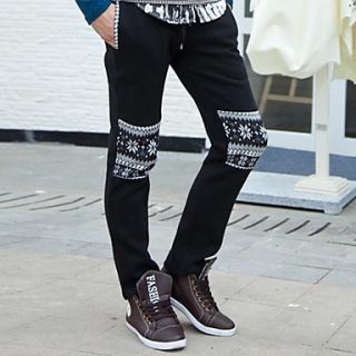 Men in Black Printing Knitting Leisure Trousers