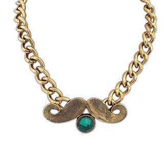Womens European Punk (Mustache) Plated Alloy Thick Chain Statement Necklace (Green Black White) (1 pc)
