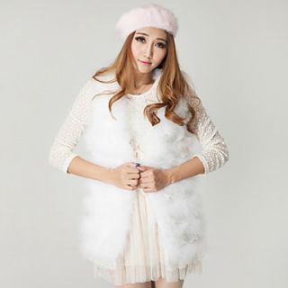 Sleeveless Collarless Ostrich Fur Party/Casual Vest