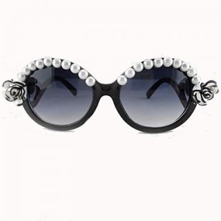 Ladys Fashion Rose with Pearls Frame Sunglasses