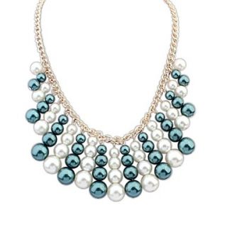 Womens European and America Noble Elegant Layers Pearl Statement Necklace(More Color) (1 pc)