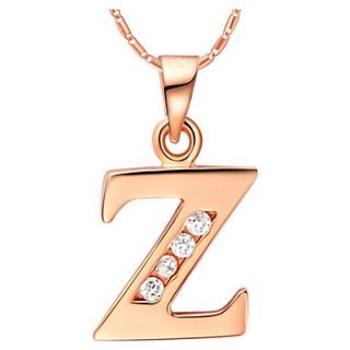 Fashion Z Logo Alloy Womens Necklace With Rhinestone(1 Pc)(Gold,Silvery)