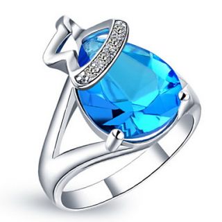 Fashionable Sliver With Cubic Zirconia Teardrop Womens Ring(Blue,Red,Purple)(1 Pc)