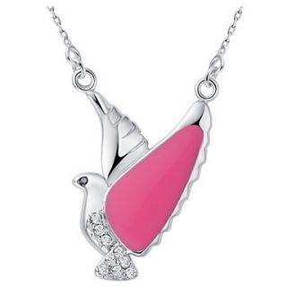 GracefulBird Shape Silvery Alloy Womens Necklace With Rhinestone(1 Pc)(Pink,Blue)