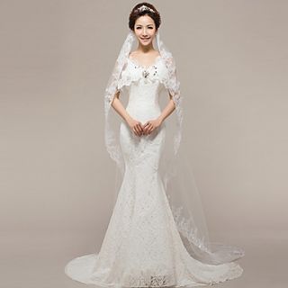 Three Tier Cathedral Wedding Veils With Applique Edge(More Colors)