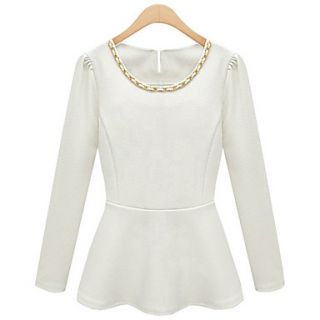 WeiMeiJia Womens Fashion Solid Color Waist T Shirt(Black,White)