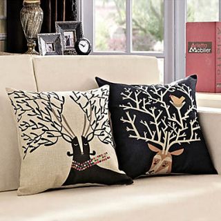 Set of 2 Cute Cartoon Caribou Pattern Decorative Pillow Covers